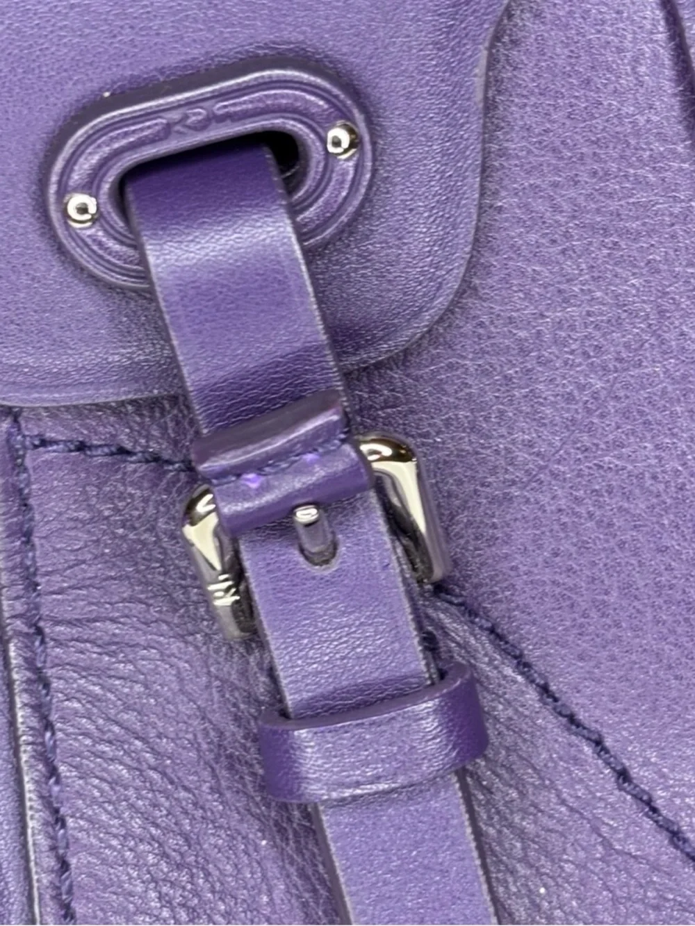 Ralph Lauren Mini Ricky Satchel | Purple Leather | Silver Hardware